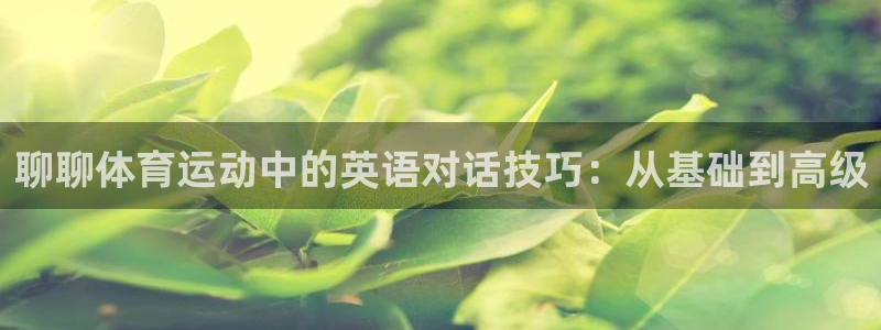熊猫体育手机版：聊聊体育运动中的英语对话技巧：从基础到高级